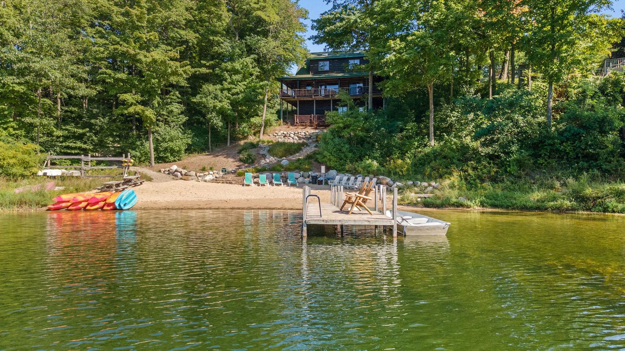 Private Beach, Watersport Toys, and Dock at Sleeping Bear Resort