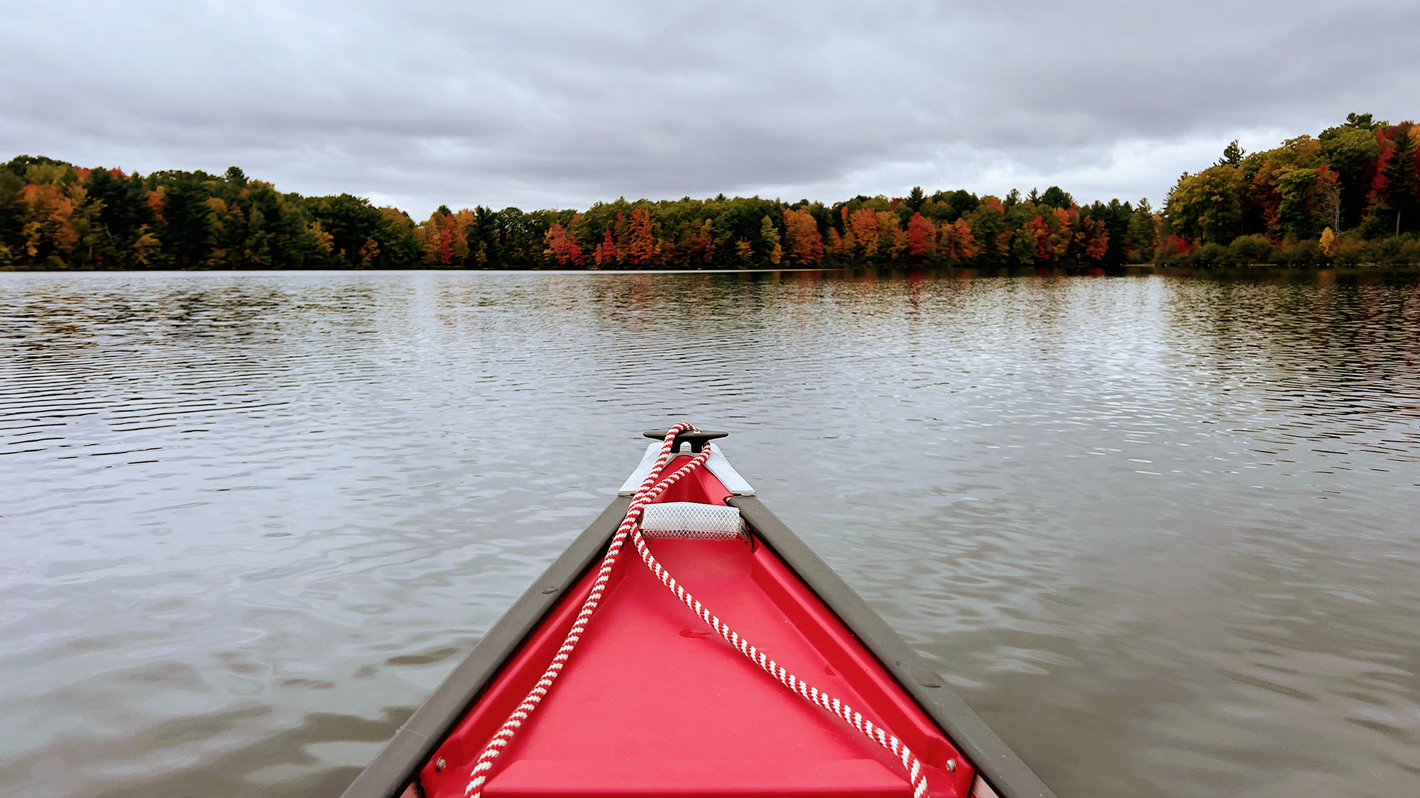 Canoeing the lake at Sleeping Bear Resort in Autumn
